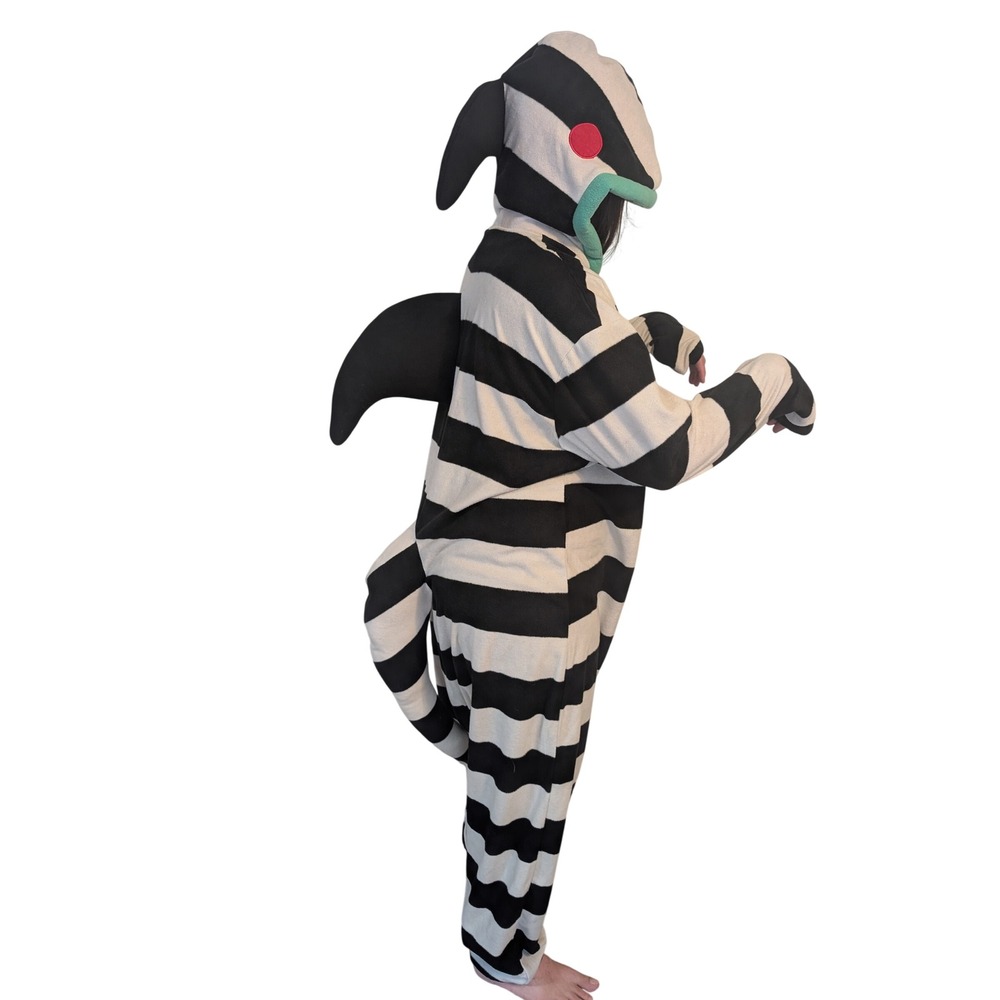 Beetlejuice Unisex Halloween Costume OSFM Black White Sandworm Striped Fleece